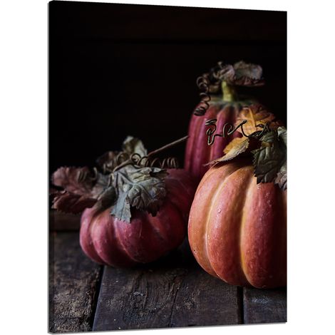 Leinwanddruck Küche Kürbisse Bananen Herbst 50x70