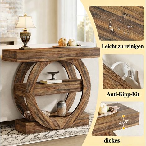Table console en bois avec 3 étagères, marron (1/5)