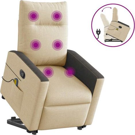 Fauteuil de massage inclinable en tissu beige (1/5)