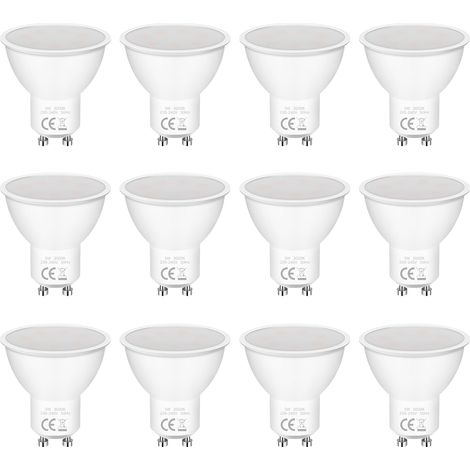 Confezione da 12 lampadine LED GU10 da 5 W equivalenti a 50 W, 3000 K, 400 LM, angolo di luce di 120°, CA 220-240 V, non dimmerabili, senza sfarfallio, risparmio energetico, lampadina LED bianco caldo