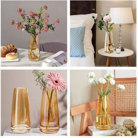 Vase dcoratif - Verre - Ambre - Style Minimaliste - 6.52210CM - Design Contemporain ambre ambre VASE (1/4)