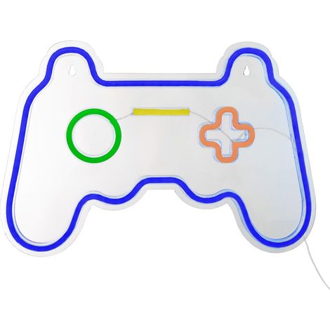 Lampe Murale Néon LED "Manette de Jeu" 41cm Bleu