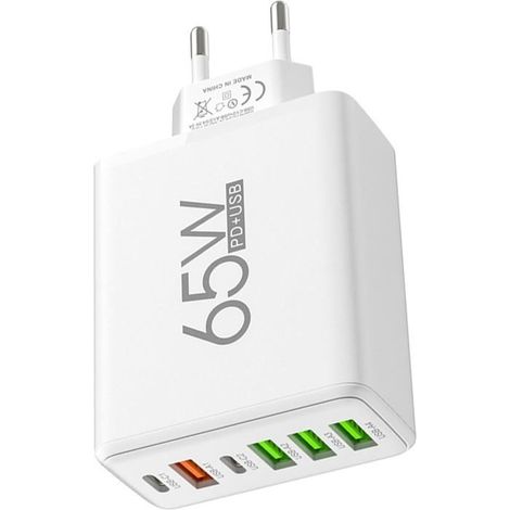Bloc chargeur USB multiport, station de charge USB multiple - Chargeur mural 6 ports - 4 ports USB et 2 ports Type-C, adaptateu... (1/5)