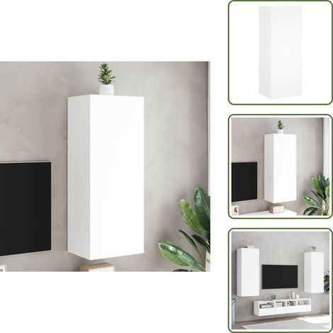 TV-Wandschrank Weiß 40,5x30x102 cm Holzwerkstoff - TV-Schrank - Holzschrank - Regal - Wandregal - Fernsehschrank (1/5)