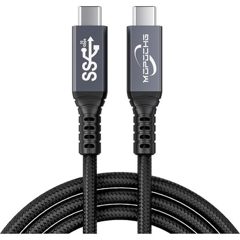Câble USB C 3.2 Gen2x2, 10Gbps Transfert de Données, 100W 20V/5A USB Type C Cable USB-C Charge Rapide 4K@60Hz Sortie Vidéo pour 17 16 15, Moniteur, 2M (1/5)