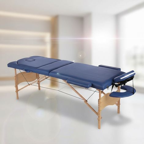 Mucola – Table de massage mobile 3 zones – Pliable, bleu – Rembourrage en mousse 5 cm – Capacité de charge 250 kg – Sac de transport inclus