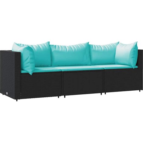 Maison Exclusive - 3-tlg. Garten-Lounge-Set mit Kissen Schwarz Po