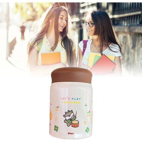 Boîte alimentaire isotherme en acier inoxydable de 320 ml avec couvercle, idéale pour une utilisation en extérieur, motif cerf. (1/5)
