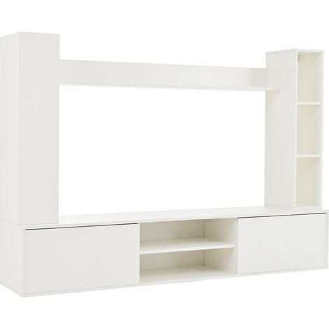 Conjunto de mueble TV de pared 4 piezas 180x35x33,5 cm en tablero de partículas blanco HOMVRA (1/5)