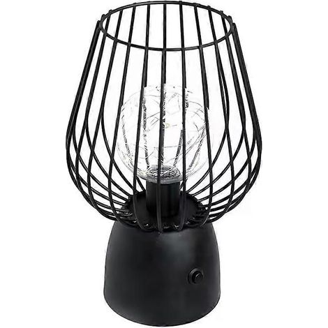 Lampe de table industrielle, lampe de chevet rétro en métal noir avec ampoule, lampe de table sans fil pour chambre ou salon [Classe énergétique E] (1/5)