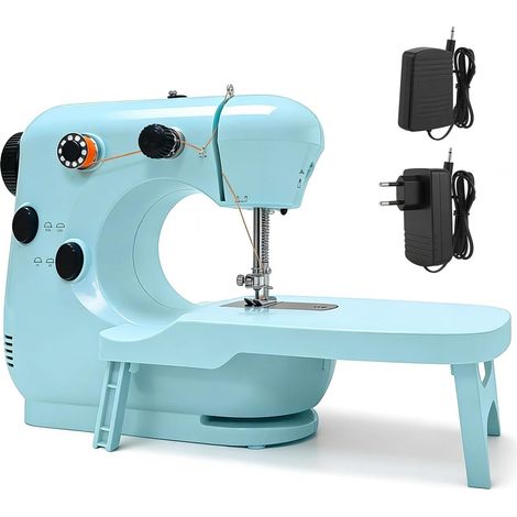 Machine à coudre pour enfants, mini machine à coudre pour débutants, avec double vitesse et table extensible, actionnée au pied et manuelle - Machine à coudre portable - Facile à utiliser (1/5)
