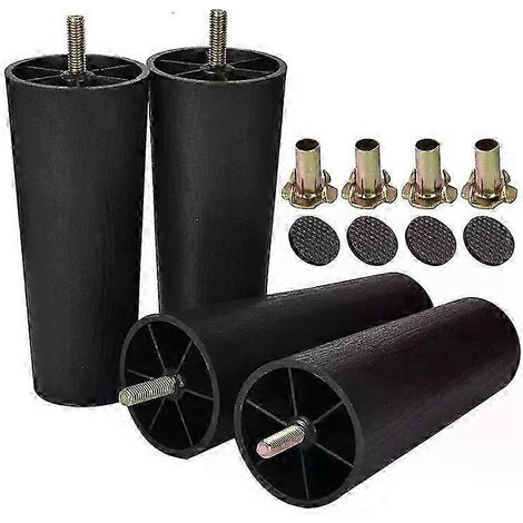 Pieds de meubles en plastique (lot de 4), modernes, coniques et ronds, avec filetage M8 (78 mm), pour canapé, meuble TV, pouf ou armoire. (1/5)