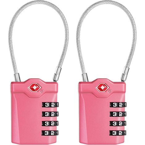 Kofferschloss TSA Zahlenschloss 4stellig Alarmanzeige 2 Stück Rosa (1/5)