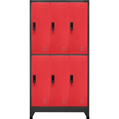 Maison Exclusive - Armadietto con Serratura Antracite e Rosso 90x45x180cm Acciaio