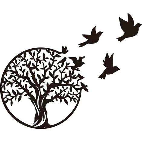 Art Mural en Métal, Arbre de vie Décoration murale Silhouette,Art de l'arbre de Vie,pour Cadeau Intérieur Extérieur Jardin Maison Décoration(30x30cm) (1/5)
