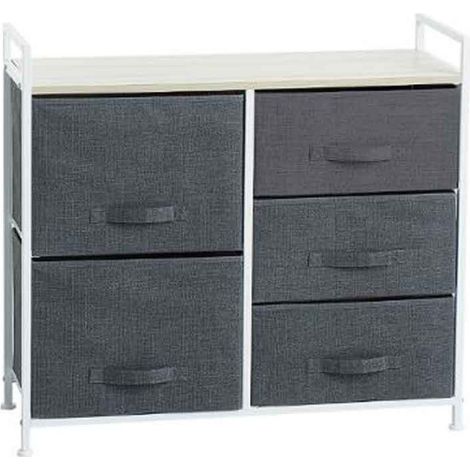 Meuble de Rangement "5 Tiroirs" 83cm Gris Foncé