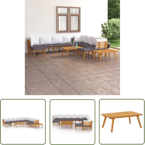 The Living Store 12-tlg. Garten-Lounge-Set mit Kissen Massivholz Akazie - Gartenmöbeln - Loungemöbel - Holztisch - Esszimmergarnituren - Gartensitzgruppe (1/5)