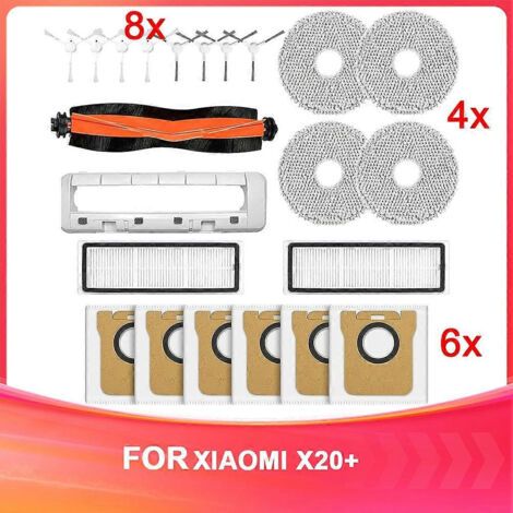 Accessoire pour aspirateur robot Xiaomi X20+ : brosse principale latérale, filtre HEPA, lingette de nettoyage, sac à poussière (pièces de rechange). (1/5)