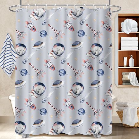 Voile de douche fluide en polyester 180x180 bordure lestée protection douche pour campin (1/5)