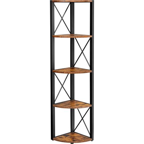 Étagère d'angle à 5 Niveaux étagère de Rangement Multifonction, bibliothèque, étagère à Plantes, pour Salon, Salle de Bain, Cuisine, Chambre à Coucher, Bureau, Facile à Assembler, (1/5)