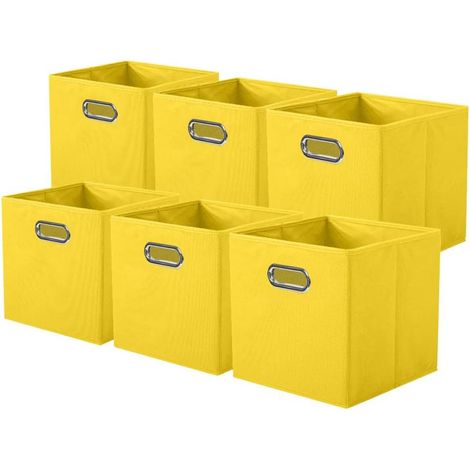 Ensemble De 6 Boîte De Rangement,Tissu,Pliable,Poignée Métal,Armoire,Jouets (1/5)