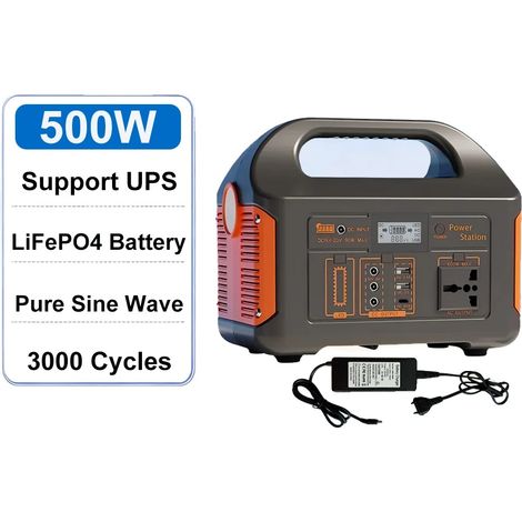 Générateur solaire, station d'alimentation portable, options de charge polyvalentes, 500W 460.8Wh (1/2)