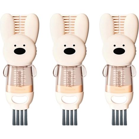 3 Pièces Brosse de Nettoyage Multifonction pour Couvercle de Biberon, Brosse Cannelée pour Tétine, Rose (1/5)