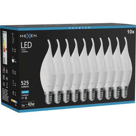 Mexen Nova 10x Ampoule LED flamme E14, C37, 5W, Froid - 6500K, 525 lm - L106-E14-0565-01x10 (1/5)