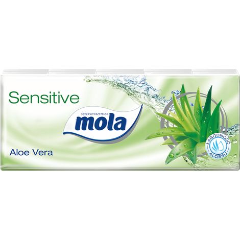 Salviettine Mola Sensitive a 3 strati con aloe vera, 10 x 10 pezzi (1/5)