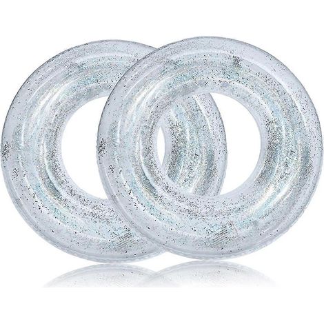 Bouée gonflable transparente avec reflets colorés pour piscine - Argentée (1/5)