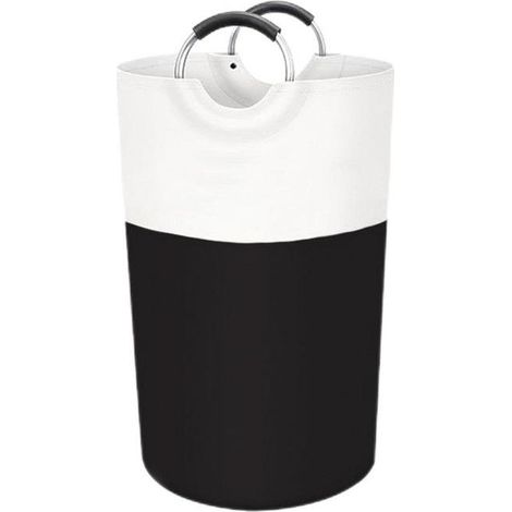 90-Liter-Wäschekorb, freistehend, faltbar, wasserdichtes Gewebe mit schaumstoffgeschützten Aluminiumgriffen, für Studenten, Studentenwohnheime und Familien (Schwarz) (1/4)