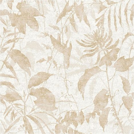 Nature wallpaper wall Profhome 782032 hot embossed non-woven wallpaper textured with floral ornaments shimmering cream beige cream silk grey 5,33 m2 (1/5)