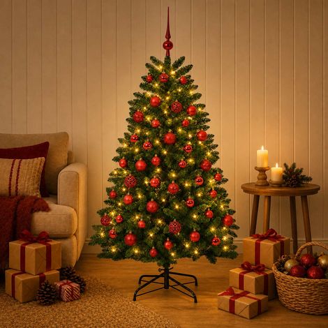 vidaXL Árbol de Navidad artificial verde medio con bolas 150 cm (1/5)