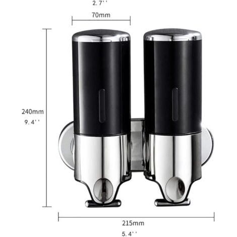 Distributeur de savon mural 900 ml, pour salle de bain, gel douche, shampoing et après-shampoing, idéal pour salle de bain, cuisine et hôtel (noir) (1/5)