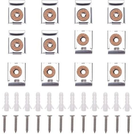12 Pièces Ensembles Clips de Suspension à Miroir à Ressort, Fixations de Miroir avec des Fiches et des Vis, pour suspensions de Fixation de Miroir (1/4)