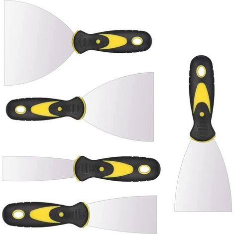 Grattoir à Peinture - 5pcs - Acier Inoxydable - Noir et Jaune - Outil DIY Maison (1/4)