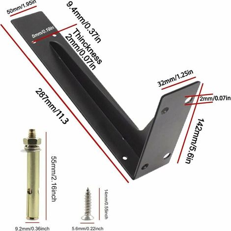 2 Équerres 290mm Charge 150kg avec Vis (1/4)