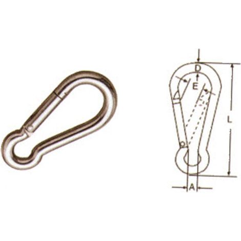 6mm STAINLESS STEEL 316 (A4) Spring Hook / carabiner