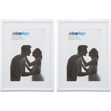 Set di 2 cornici portafoto decorative 21 x 16 x 2 cm con fissaggio a parete design senza tempo in plastica nera 130009635