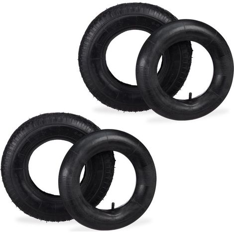Roue de diable avec chambre à air, lot de 2 pneus rechange 4.00-8, charge max. 150 kg, noire (1/5)