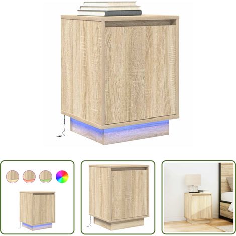 LED-Beleuchtung -  Nachttisch mit LED-Leuchten Sonoma-Eiche 38x34x50 cm (1/5)