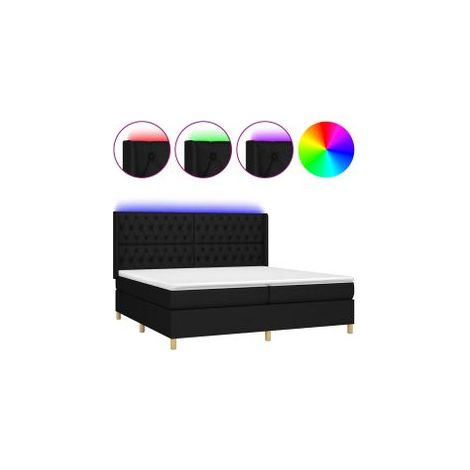 Sommier à lattes de lit matelas et LED Noir 200x200 Tissu (1/5)
