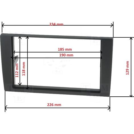 Facade autoradio 2DIN compatible avec Audi A4 B6 B7 02-09 Noir
