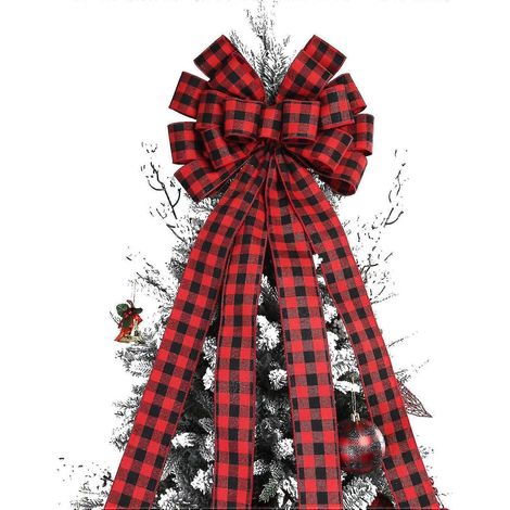 Cime de sapin de Noël à carreaux - 48x13 inches, carreaux rouge et noir (1/5)