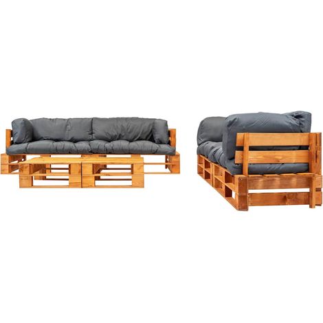 Maison Exclusive - 6-tlg. Garten-Lounge-Set aus Paletten mit Grau (1/5)