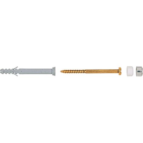 Kit de fixation pour WC au sol S8RD 80WCR - 2 chevilles S 8 RD 80, 2 vis à bois en inox A2 6x85 mm, 2 capuchons chromés (1/5)