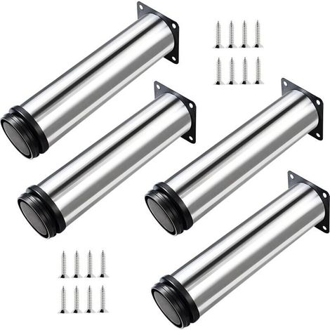 4X Pieds de Meubles, Réglables Pied Pieds de Meubles - Chrome Métal - Hauteur Réglable (Total: 250mm) (1/4)