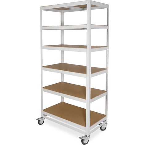 BRB Regalwagen/Kommissionierregal mit 6 Ebenen, Tragkraft 200 kg, BxTxH 900x500x1920 mm, lichtgrau (1/2)