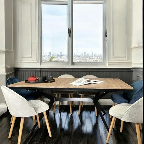 Table rectangulaire extensible en chêne blanc 220 cm PALERME (1/5)