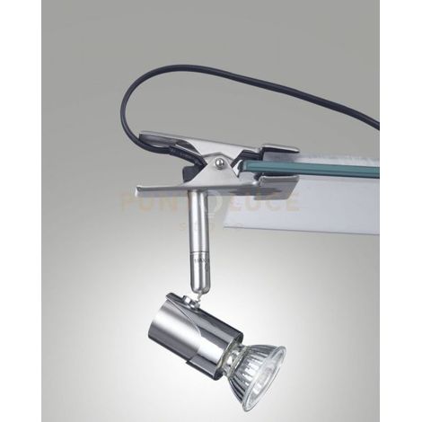 ALICE SPOT 1 LUCE NICHEL SATINATO CON PINZA S/L ATTACCO GU10
